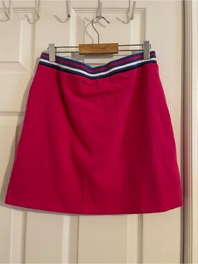 Liz Claiborne Hot Pink Cotton Mini Skirt with Striped Waistband Size M